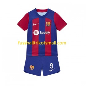 Fußballtrikots FC Barcelona Robert Lewandowski 9 Kinder 2023-2024 Kurzarm Heimtrikotsatz kaufen